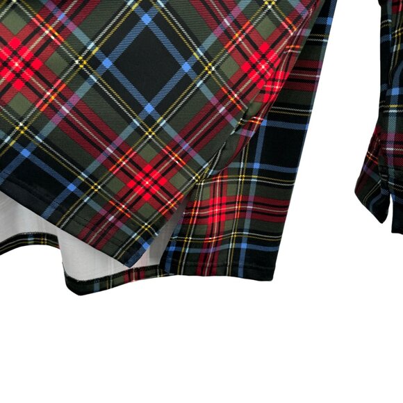 Ali Miles Tartan Plaid Scoop Ruffle Neck 3/4 Sleeve Red size large pletie - Picture 11 of 12